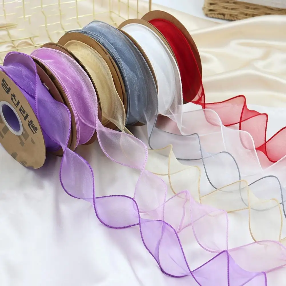 

1 Roll Wave Silk Organza Ribbon Wavy Beautiful 2 Yard Ornament Gift Wrapping Decoration Lace Ribbons