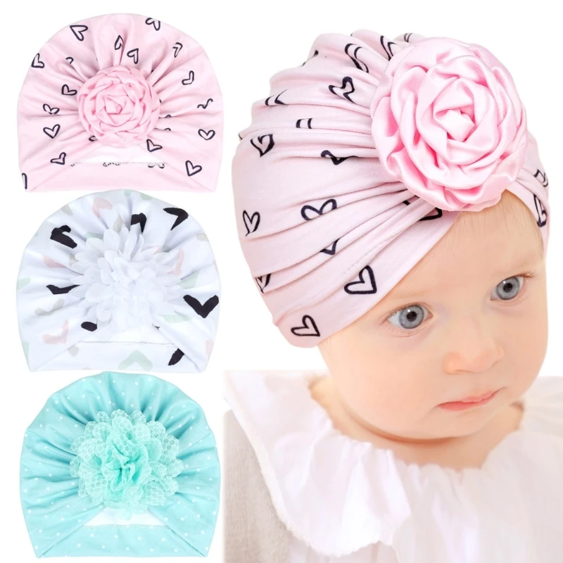 

Newborn Beanie Hat Baby Indian Turban Hat Comfortable Headdress Flower Knot Hat Spring Headwear Infant 0-12M Headwrap