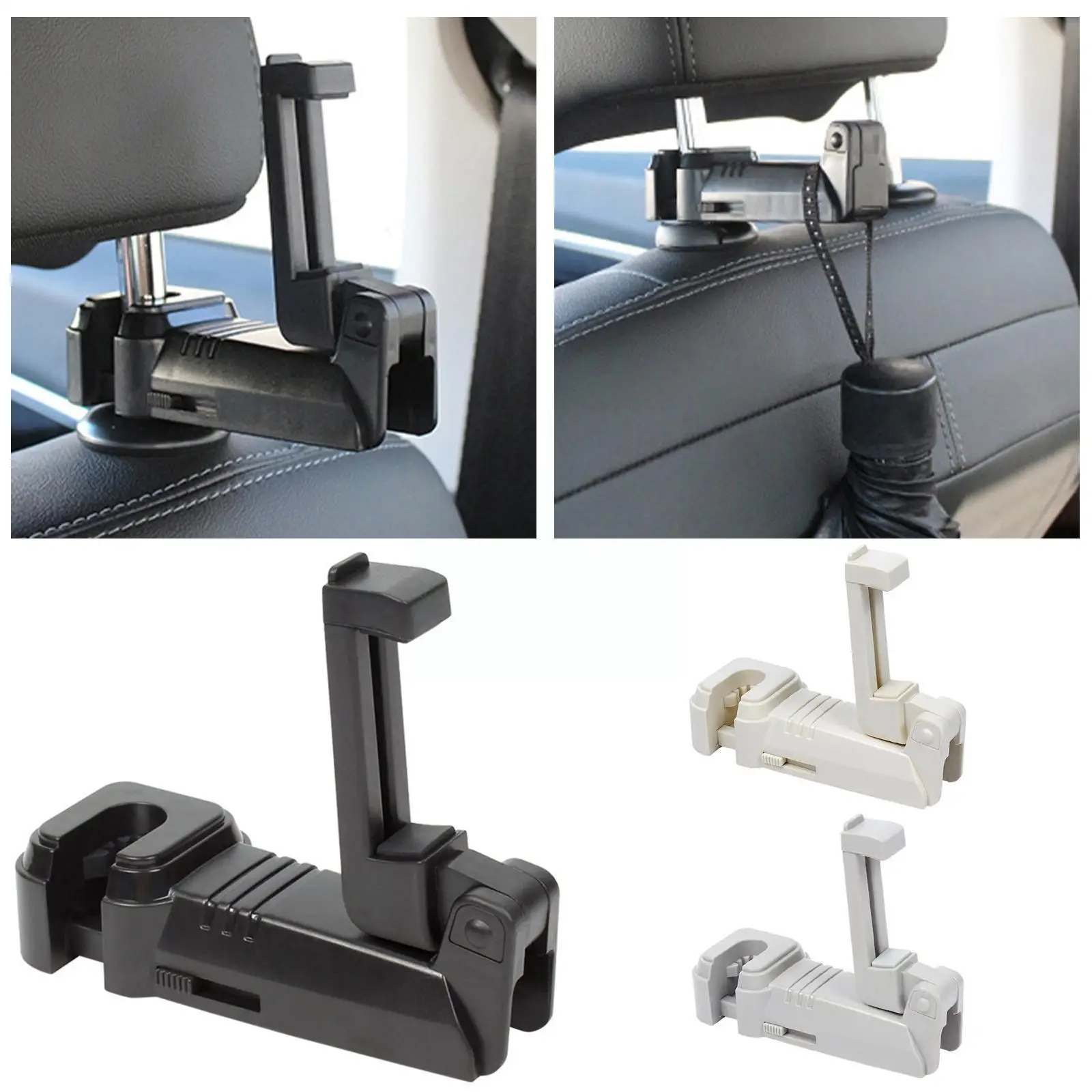 

Car Hooks Car Seat Hooks with Phone Holder Universal Car Headrest Hooks Hanger for Hanging Purse Bag Cloth Grocery 1PCS P2J1