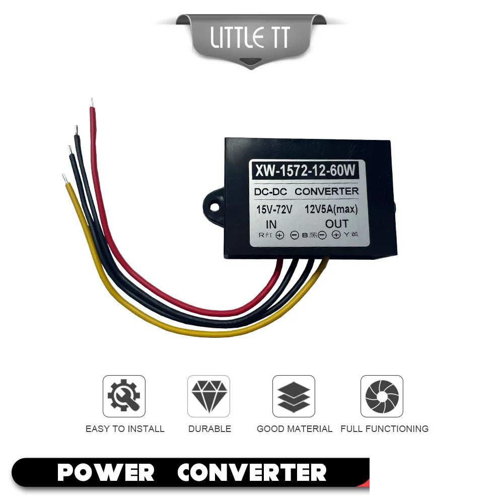 

1x Bicycle Lithium Battery Modification Accessories 15V To 72V To 12V5A60W Power Converter 140mm Installation Cable Length