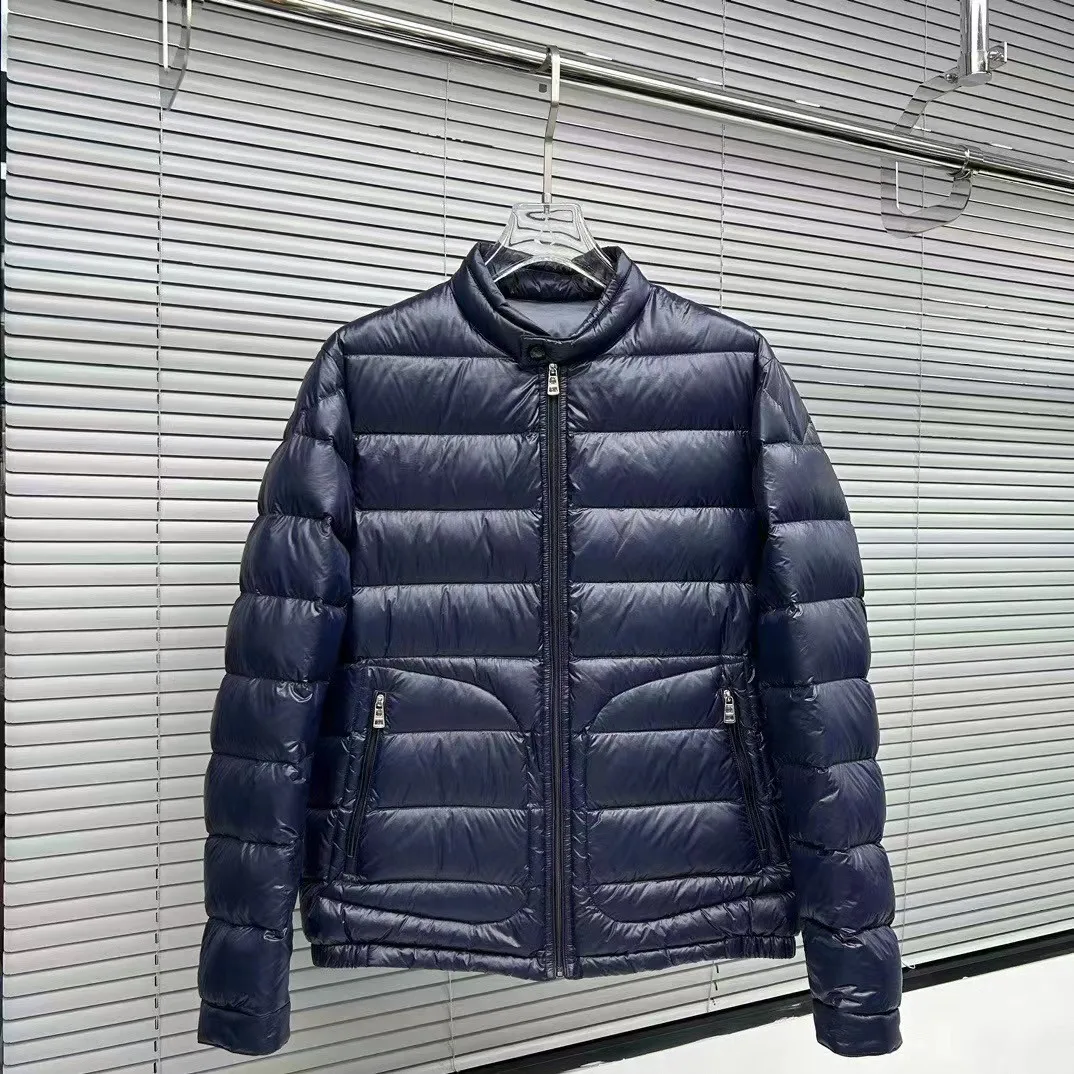 

Down jacket men's bright face large pocket standing collar navy black gray men's coat 2023 new winter casual top