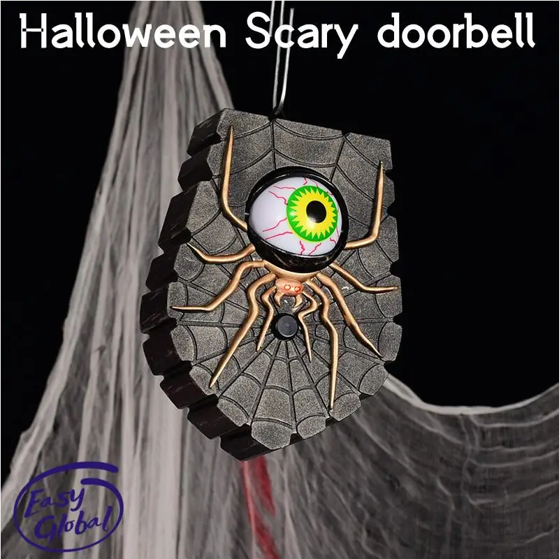 

Halloween One Eyed Doorbell Haunted Decoration Horror Spider Party Props Glowing Hanging Doorbell Eyeball Bell Door Decor