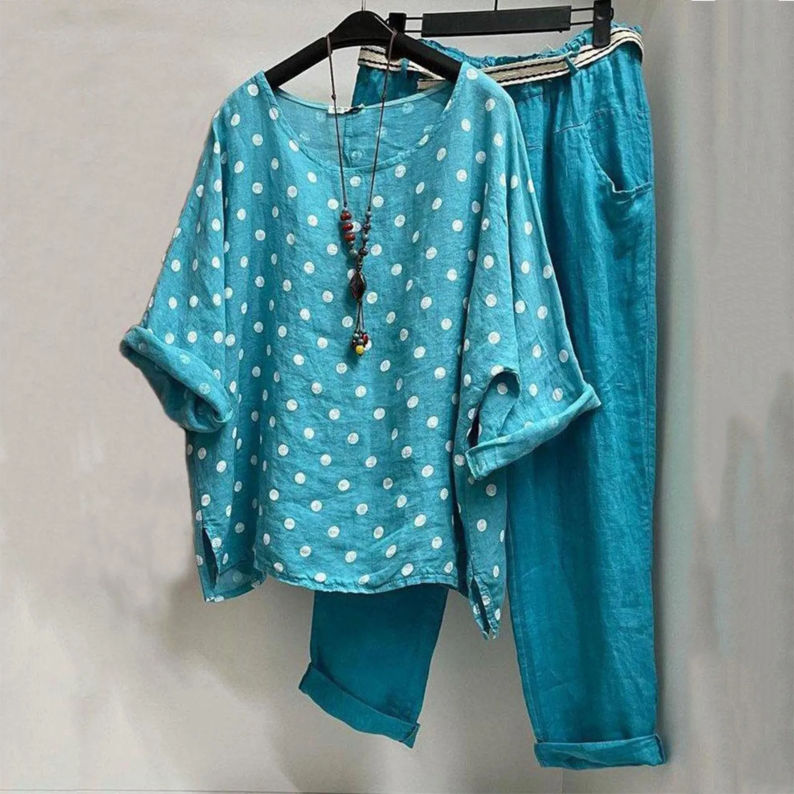 Женский комплект из двух предметов Повседневная рубашка в горошек с коротким