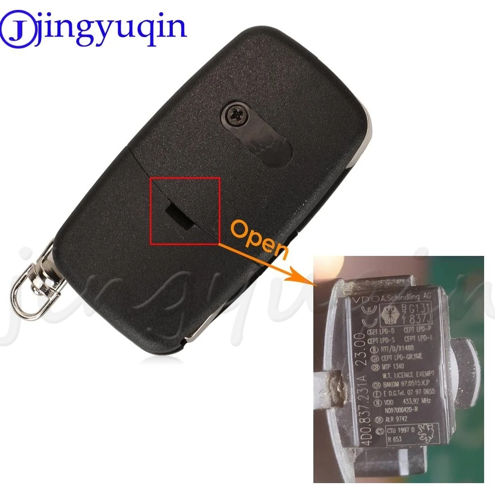 Jingyuqin 3 кнопки умный дистанционный автомобильный брелок 433 МГц ID48 4D 0837231 A/K для Audi A3