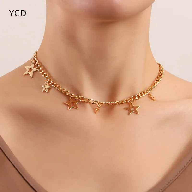 

YCD Gold Color Star Pendant Necklace for Women Fashion INS Style Female Choker Necklaces Jewelry Gift
