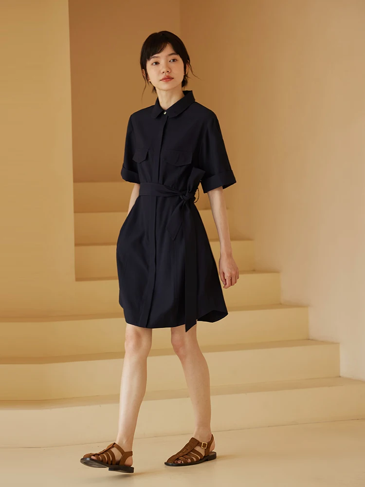 Платье-поло Miss Haitou в стиле карго шифоновое с карманами