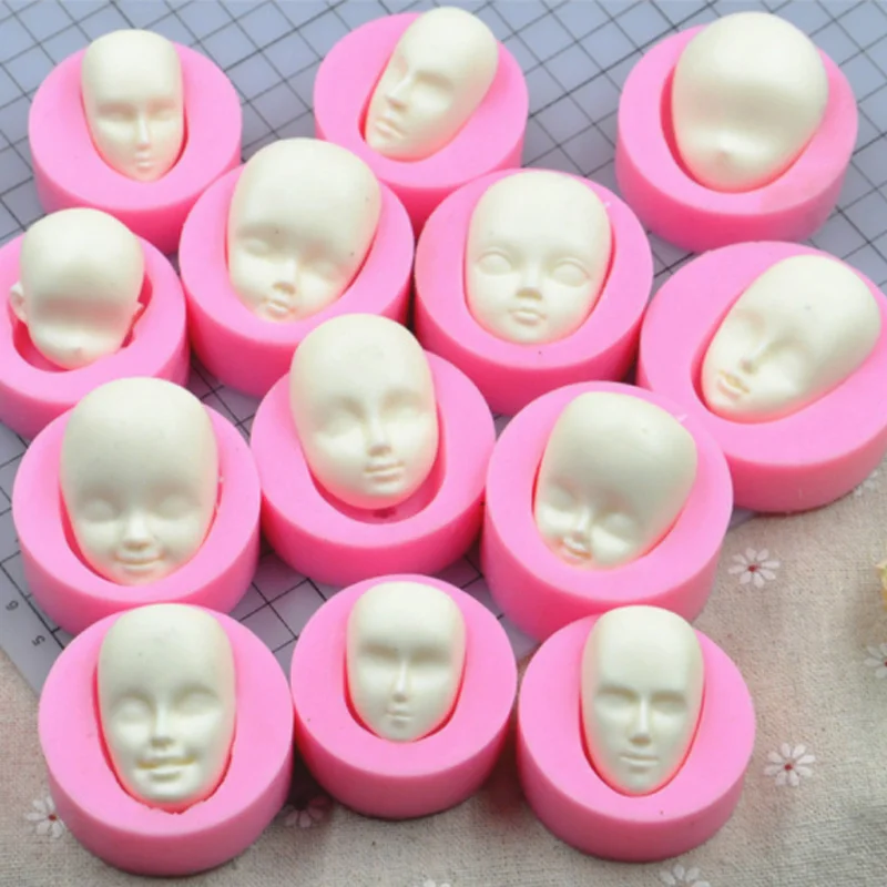 

13pcs Doll Face Silicone Mold Cartoon Doll Head Sugar Turning Mold DIY Cake Decoration Tool Clay Chocolate Pastry Molds Moldes