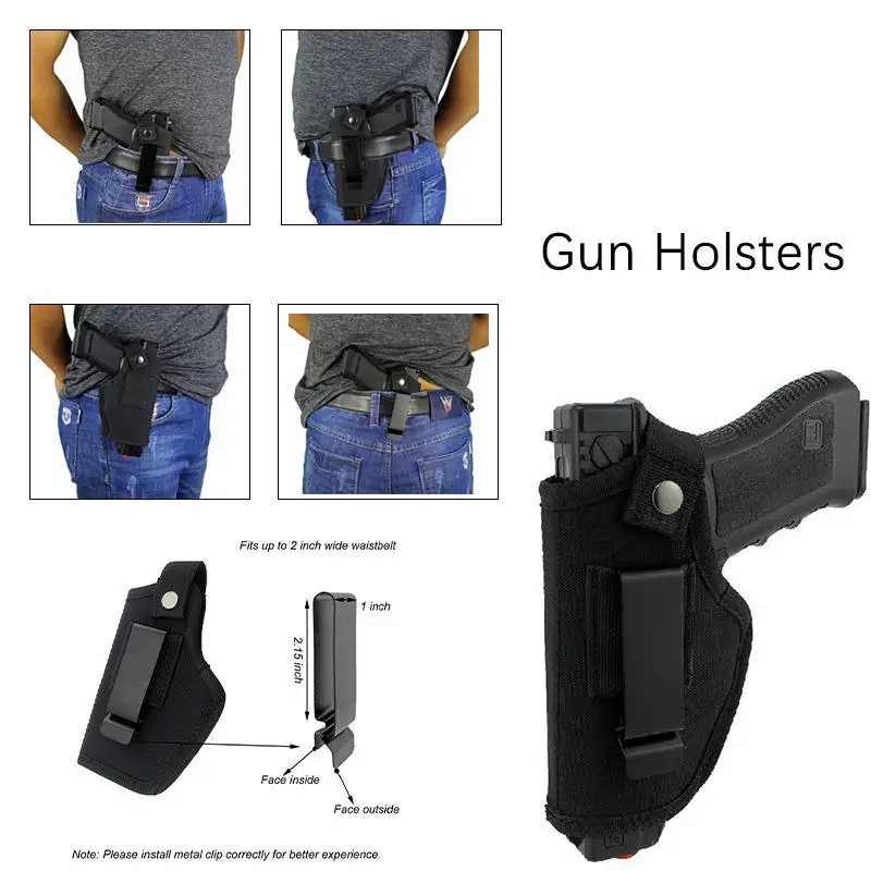 

Tactical Gun Holsters with Metal Clip Universal Concealed Nylon Waist Cover Belt Left and Right Intercommunication
