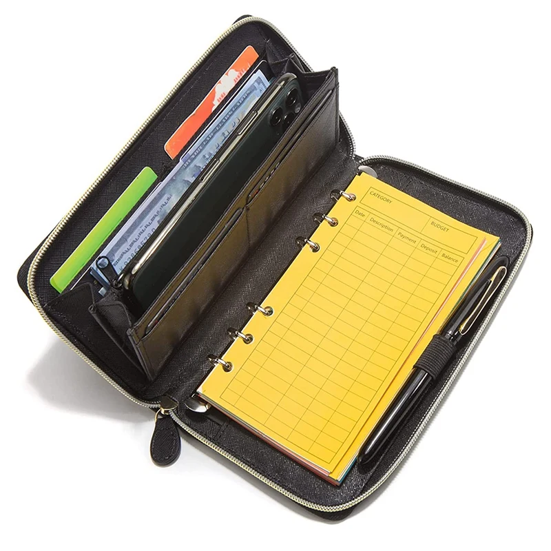 

Cash Envelope Wallet All-In-One Cash Envelopes Wallet With 12 Budget Envelopes & Budget Sheets