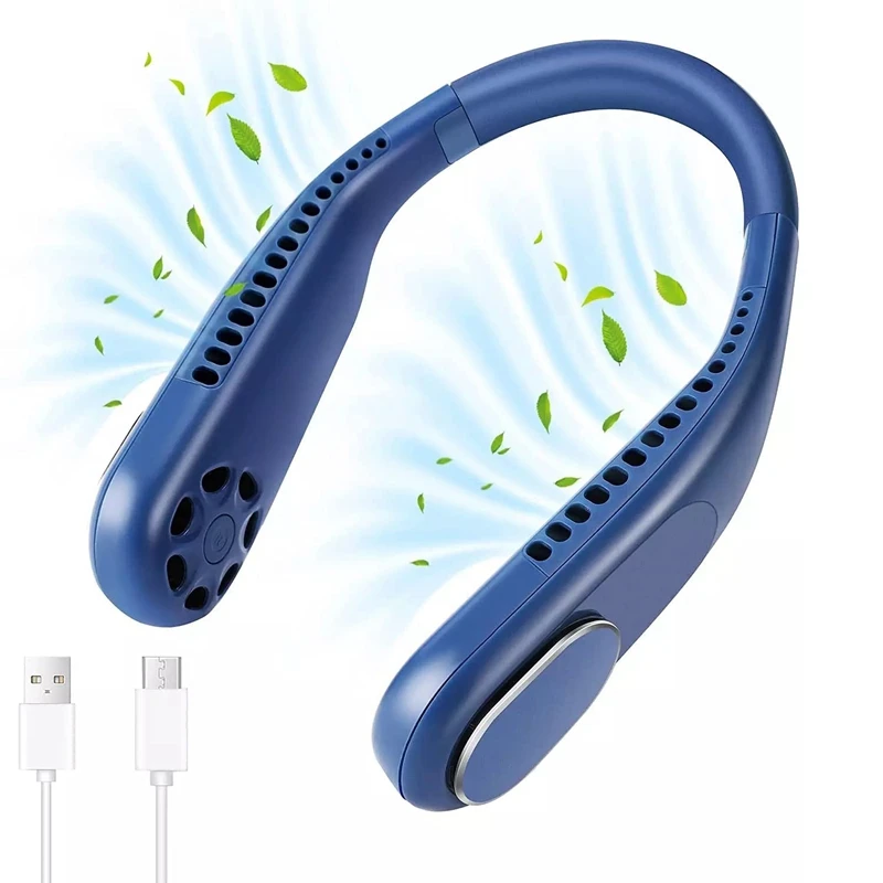 

Portable HandsFree Bladeless Neck Fan - 360°Bendable Low Noise, 4000MAh Battery USB Rechargeable Hanging Wearable Fan