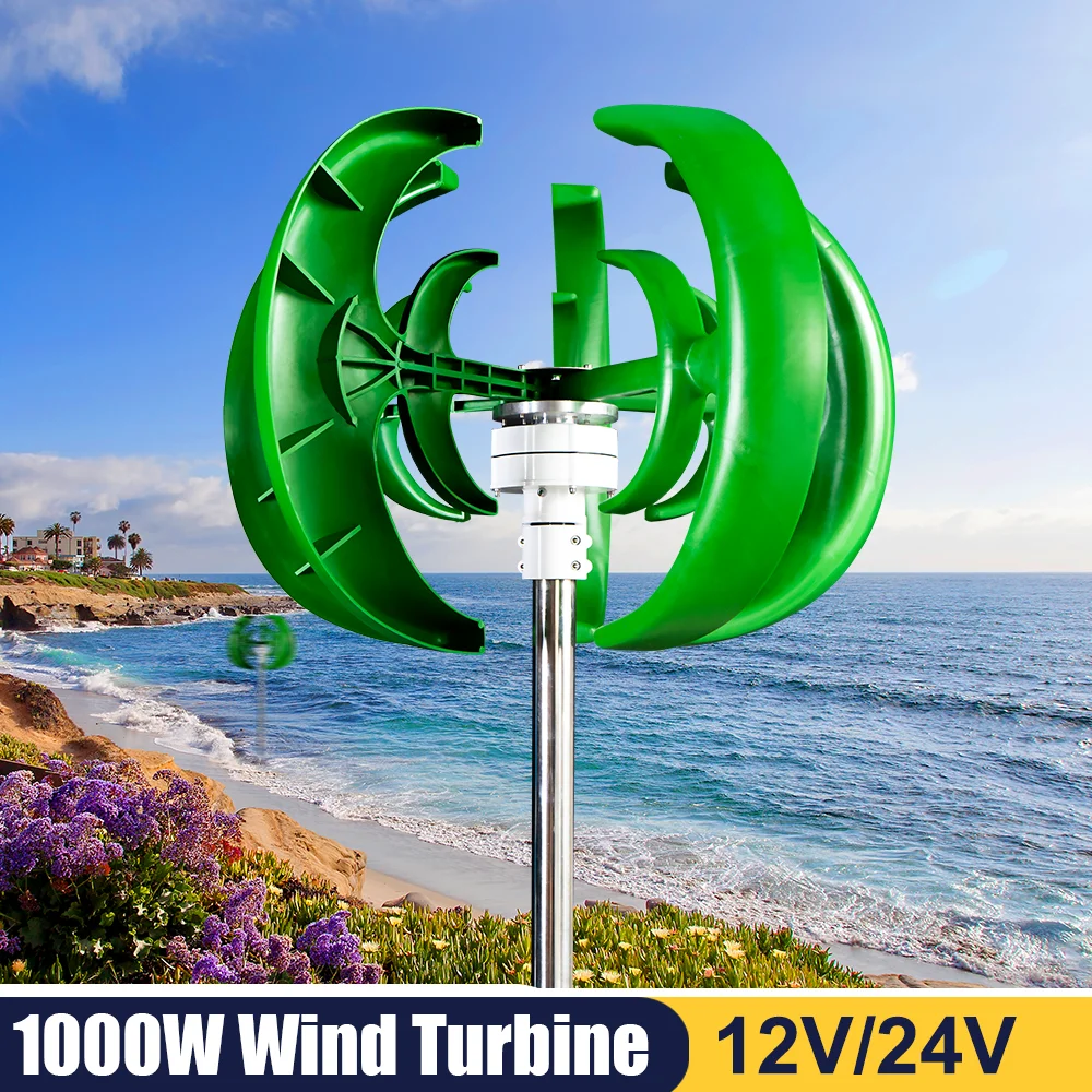 Poland warehouse 1000W 24V Wind Turbine Generator Lantern Vertical Axis Motor Kit Home Hybrids Streetlight Use Electromagnetic