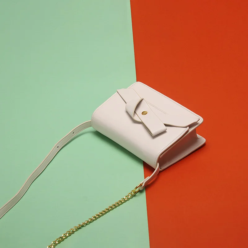 

Shoulder Bags Women Microfiber Leather Satchels Bowknot Decor Button Metal Chain Versatile Ladies Messenger Bag 9909