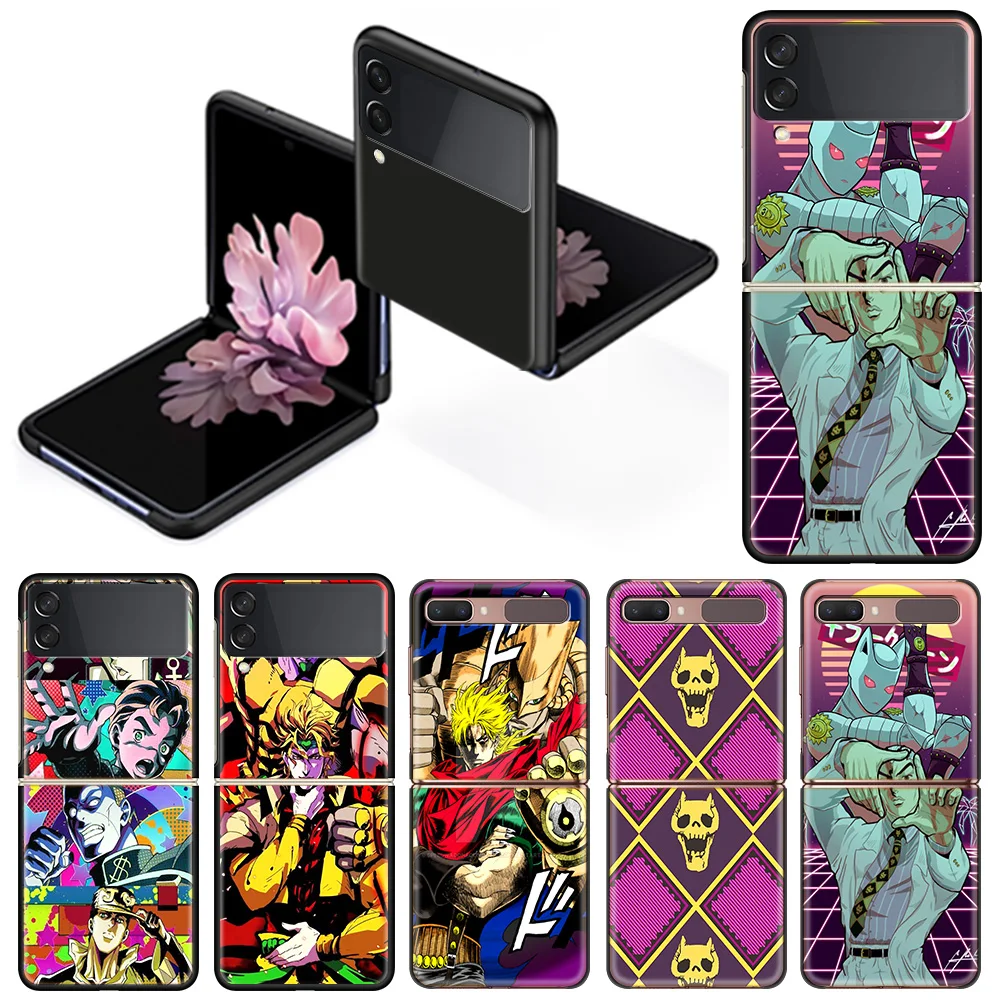 

Anime Case for Samsung Galaxy Z Flip3 5G Flip 4G Shockproof Capa 6.7 Inches Black Hard PC ZFlip 3 Phone Cover Killer Queen JoJo
