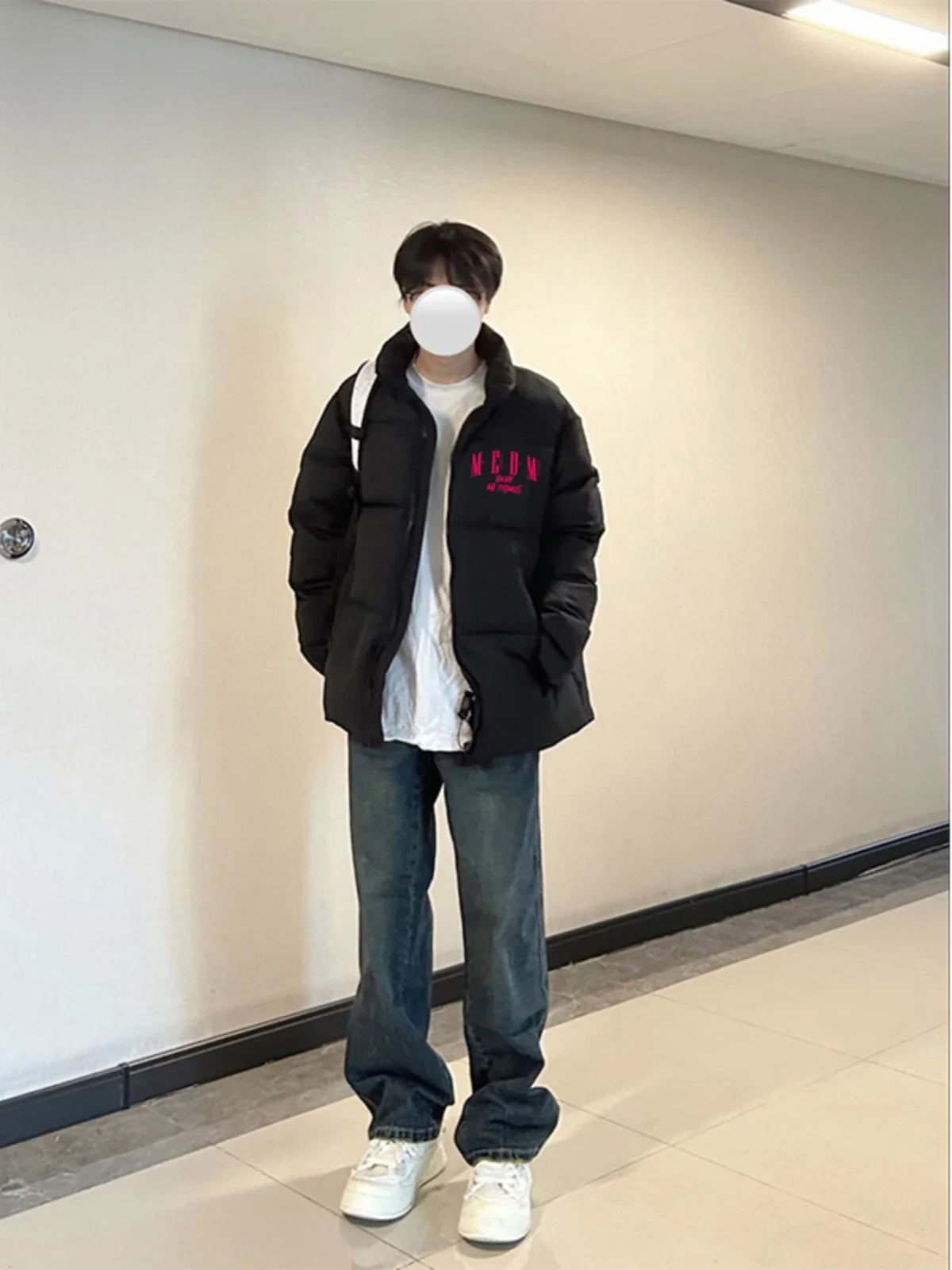 Черный пуховик в стиле хип-хоп с воротником-стойкой мужская зимняя куртка на