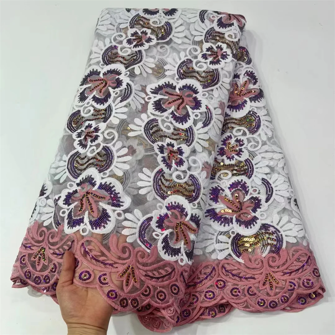

Африканский шнур, кружевная ткань 2022, высококачественный Тюль с вышивкой, нигерийская французская сетчатая кружевная ткань с блестками для...