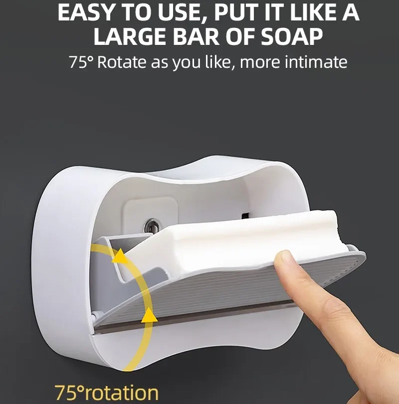 

Creative Wall Mounted Soap Box With Lid Double Grids Soap Draining Rack Bathroom Shower Soap Holder Storage Box