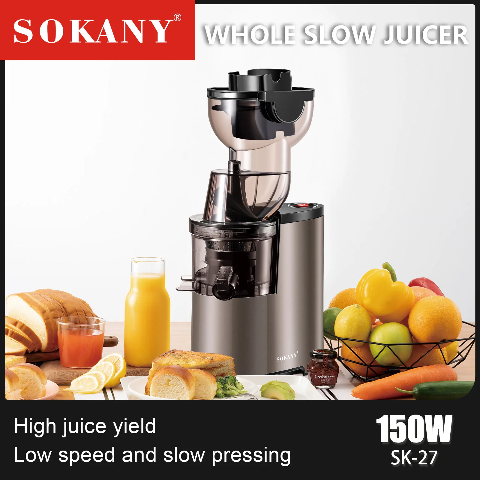 

SOKANY Slow Juicer 7LV Screw Cold Press Extractor FilterFree Easy Wash Electric Fruit Juicer Machine Large Caliber Modle