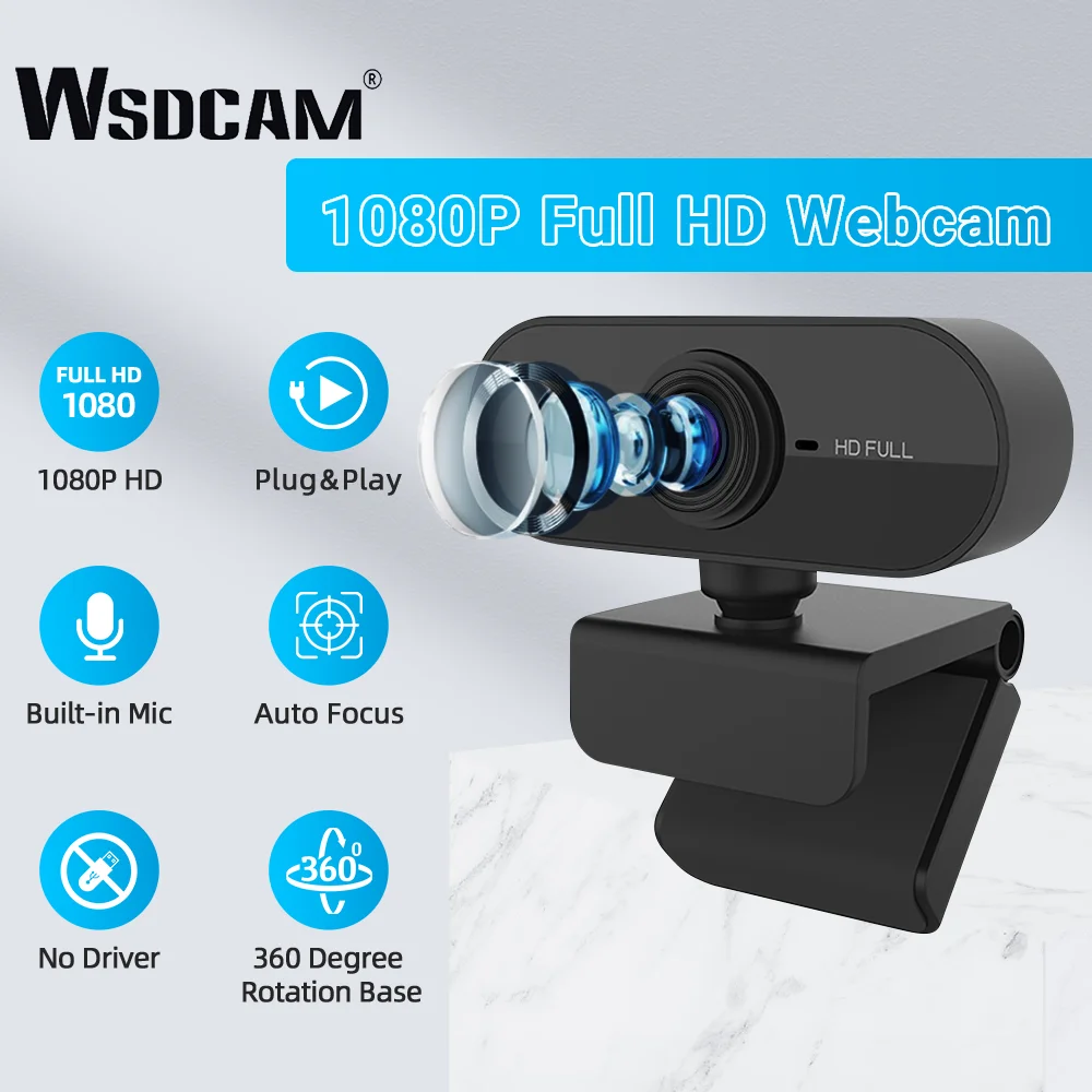 wsdcam hd 1080p webcam mini computer pc webcamera with microphone rotate camera for live broadcast video calling conference work free global shipping