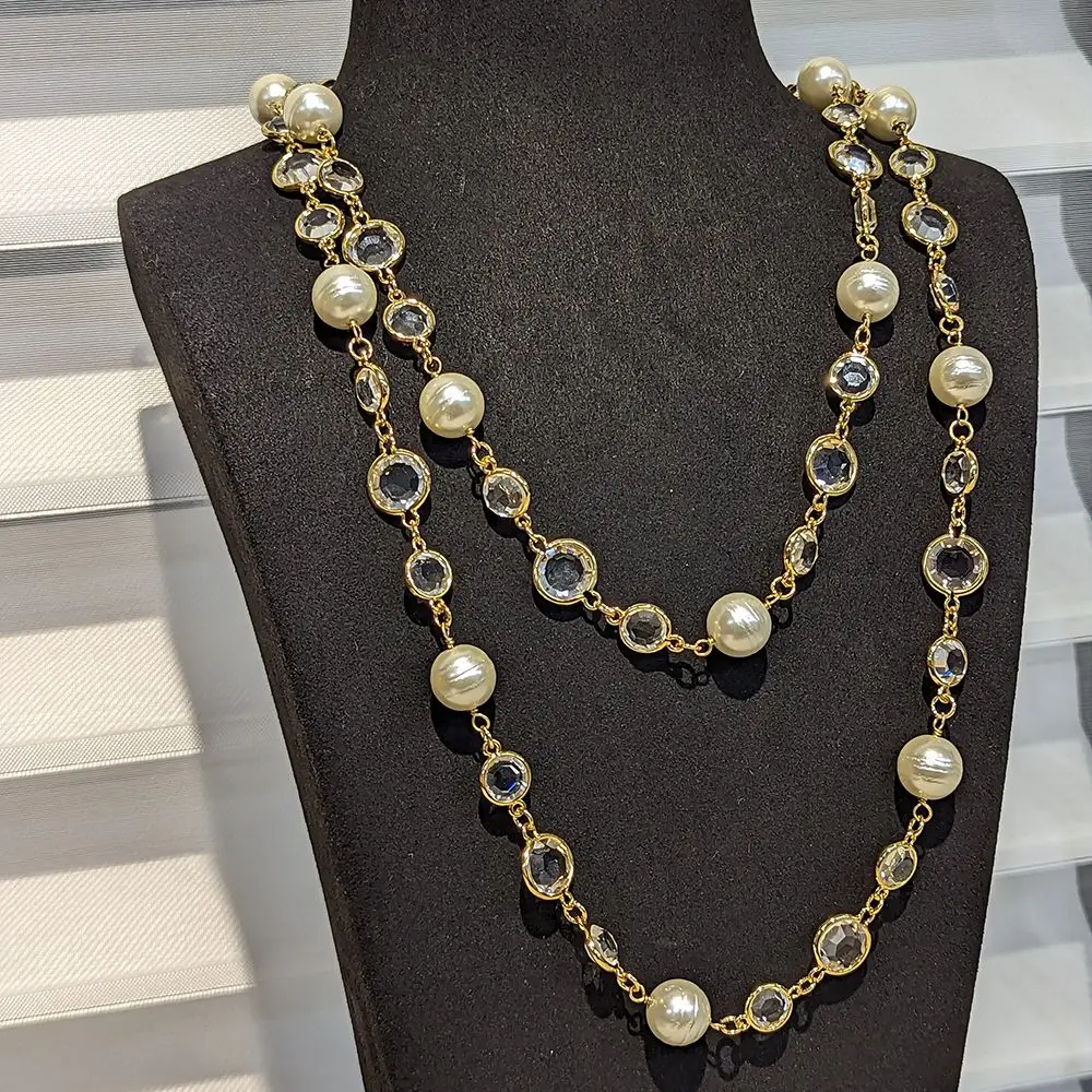 

Long Pearl Necklace For Women Elegance Glaze Geometry Party Jewelry Gift