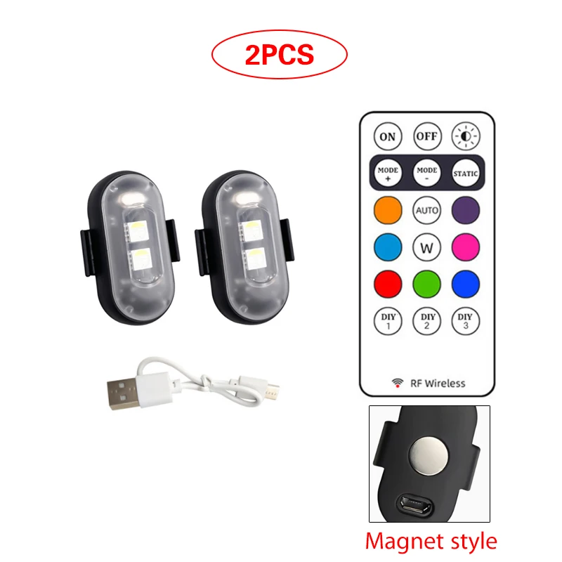 

8-цветный мини-USB-зарядка, светодиодный светильник для предотвращения столкновений, мотоциклетный велосипедный фонарь, 5 В, стробоскопические огни для дрона, мигающий предупредительный сигнал