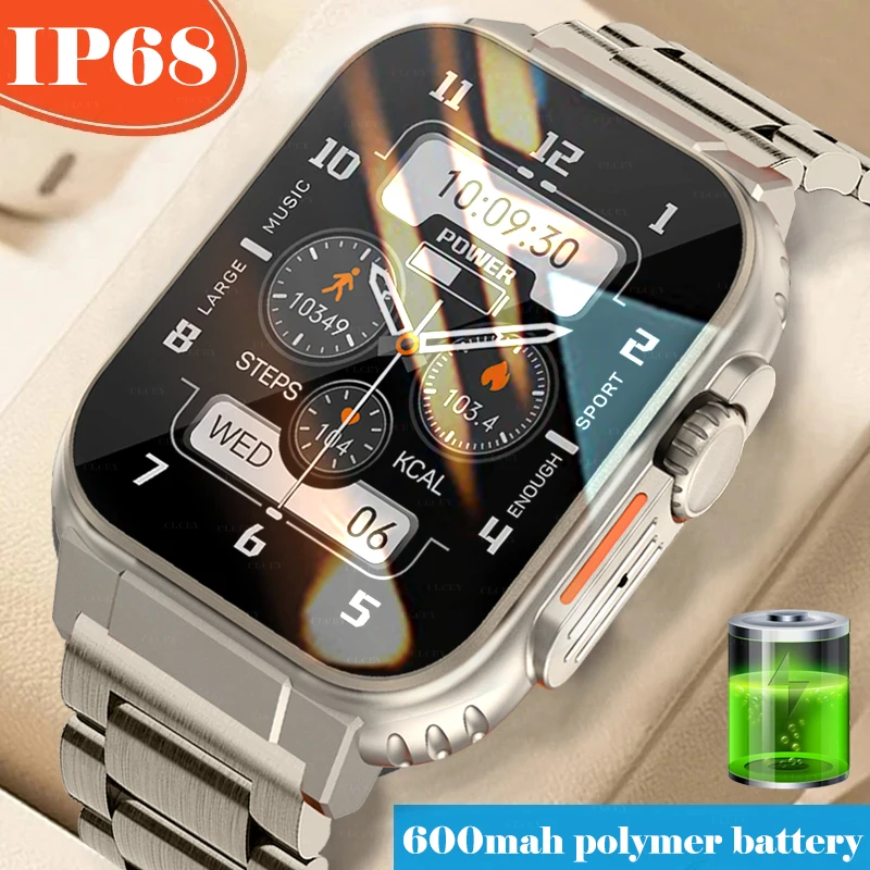 

2023 Call Smart Watch Men 1.96 Inch Full Touch 600mAh Battery Watch Sport Fitness Support Recording Connect TWS Music Smartwatch
