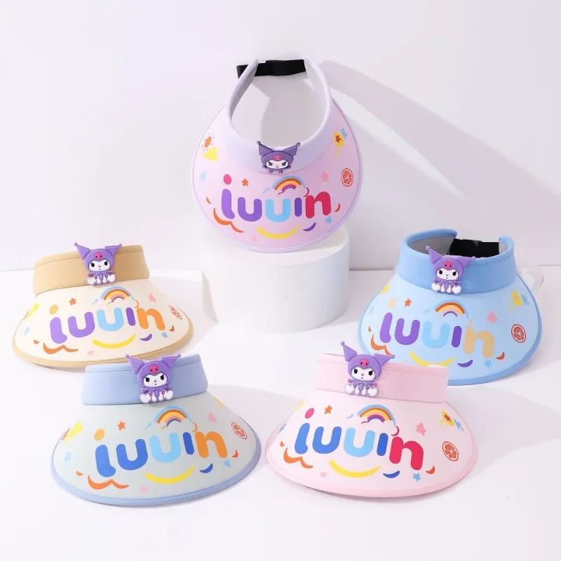Детская кавайная Солнцезащитная шляпа Sanrio Kuromi с защитой от ультрафиолета летняя
