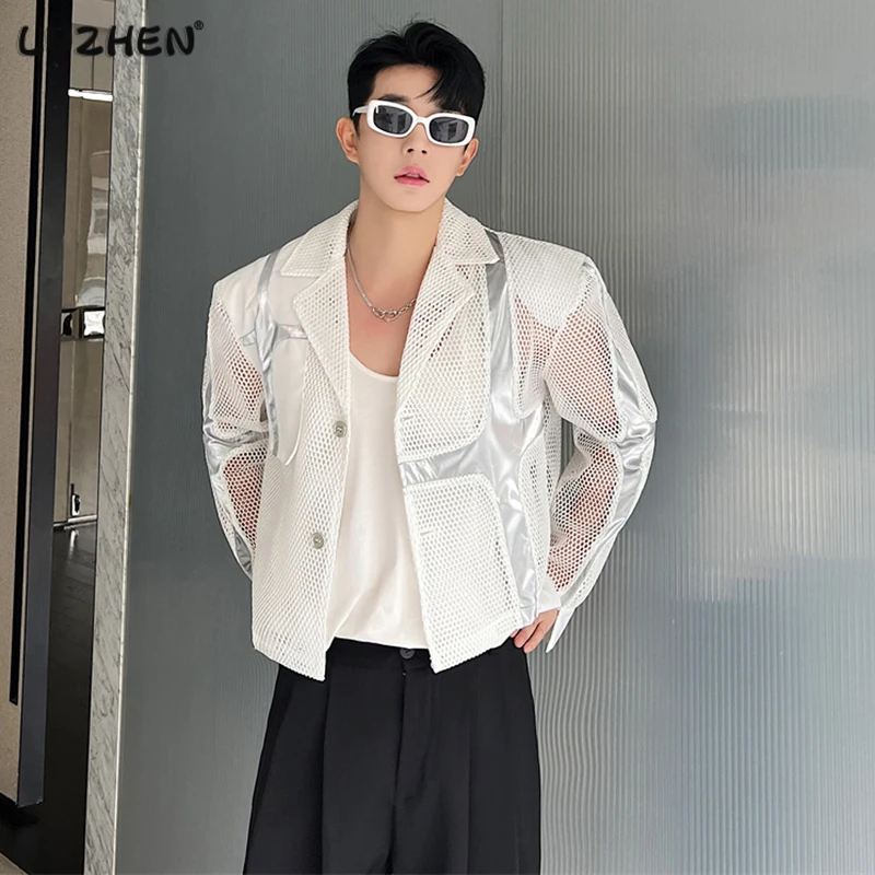 

LUZHEN Hollow Out Perspective Niche Design Men's High Street Jackets Color Contrast Original Elegant Fashion Men's Coat F80263