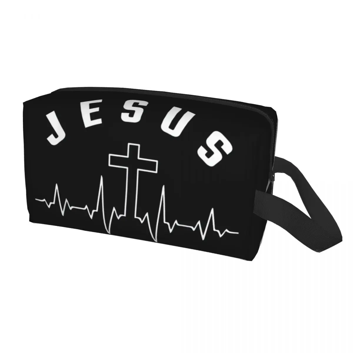 

Jesus Saved My Life Cosmetic Bag Women Kawaii Large Capacity Christian Religious Faith Makeup Case Beauty Storage Toiletry Bags