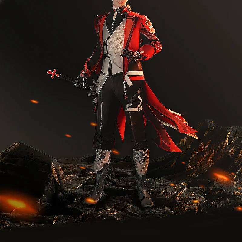 

Game Genshin Impact бальзам красный мертвец ночного костюма для косплея Аниме Новый красивый костюм из высококачественной искусственной кожи