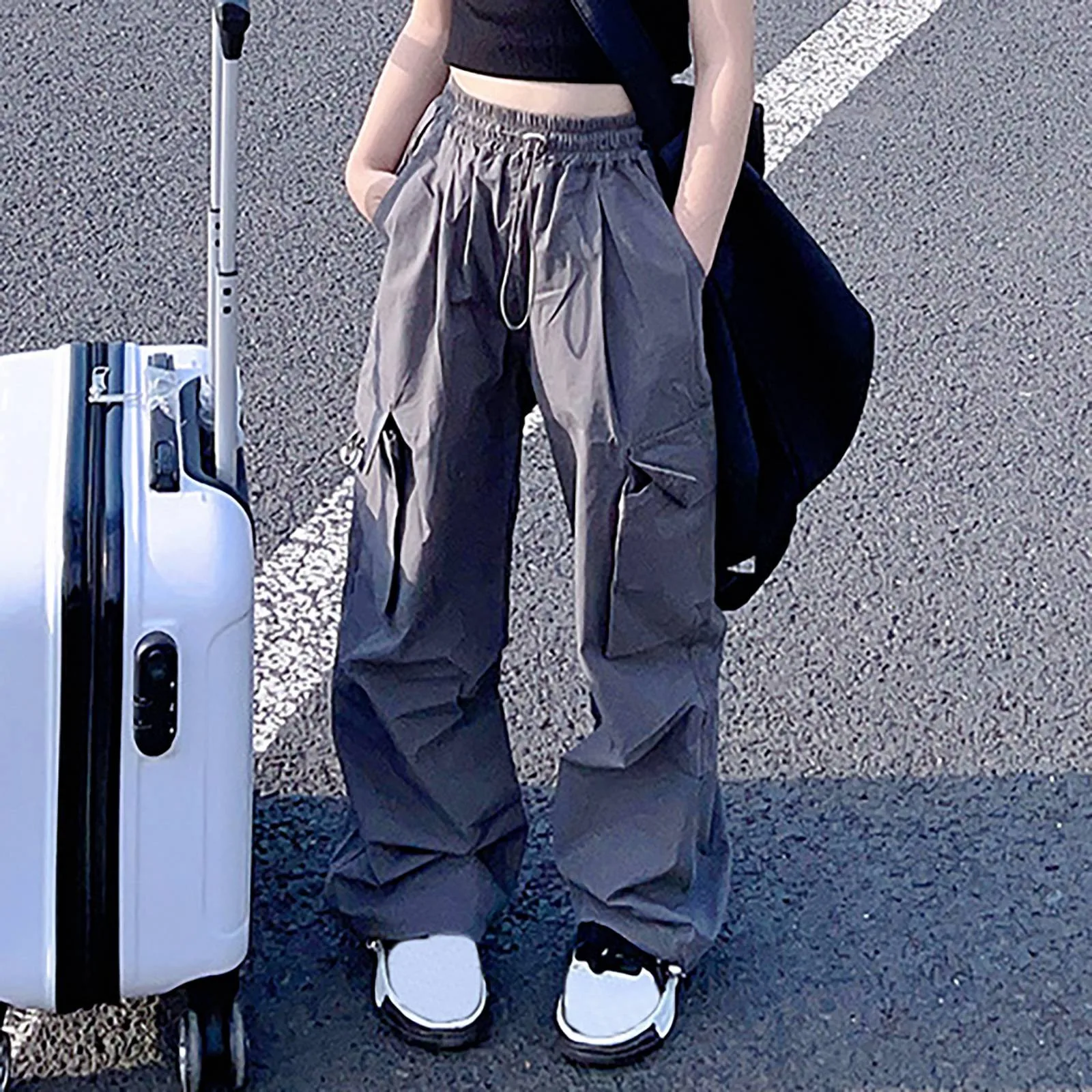 

Casual High Waisted Drawstring Cargo Sweatpants Kid Tall Girls' Anti-Mosquito Clothes Casual Versatile Light Breathable Pants