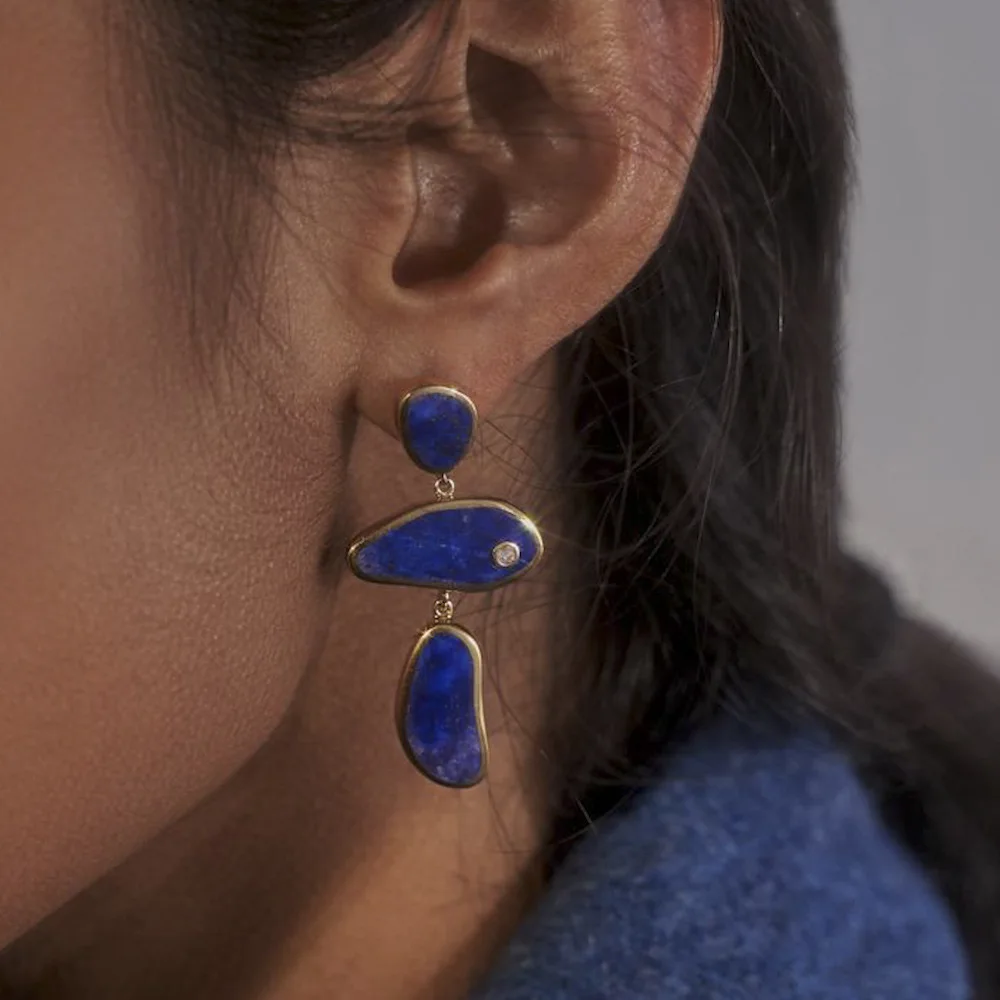 

Pearl Irregular Earrings for Women Personality Fashion Blue Drop Oil Earrings on Instagram Popular Accessories
