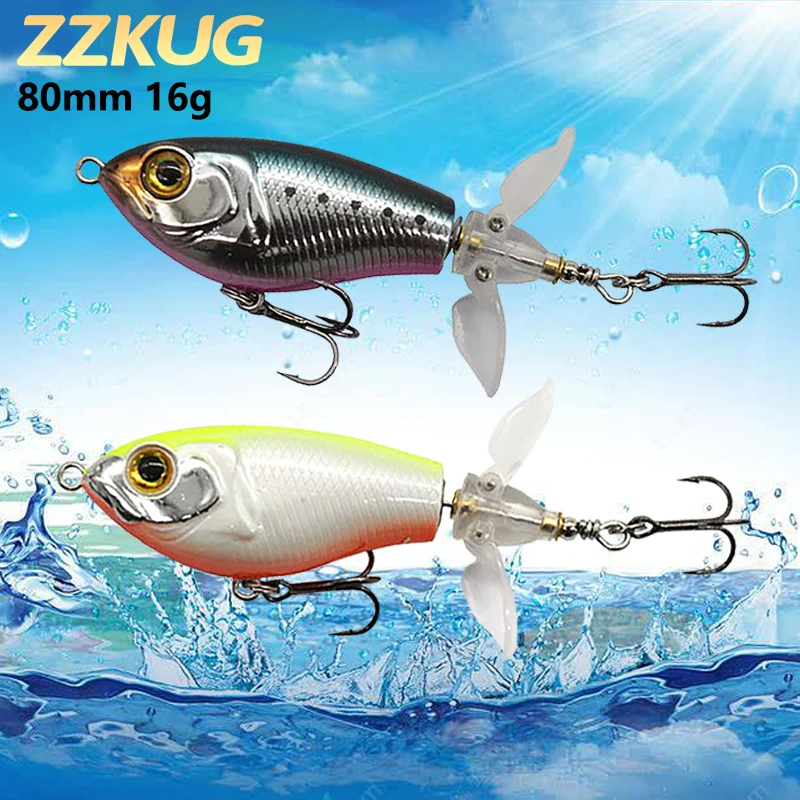 

ZZKUG 80 мм 16 г плавающий двойной воблер пропеллер Искусственный Мягкий рыболовный спиннинг с хвостом жесткая плавающая приманка снасть для щу...