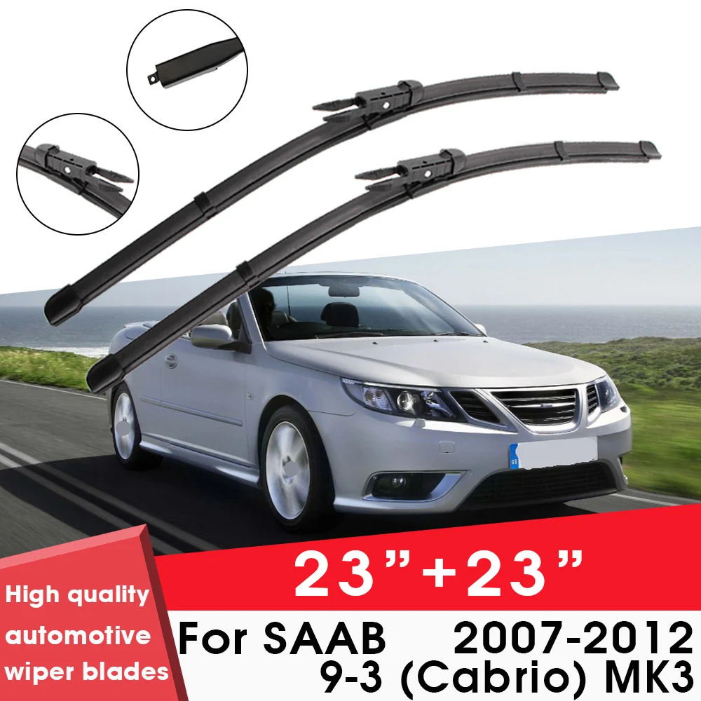 

Car Wiper Blade Blades For SAAB 9-3 (Cabrio) MK3 2007-2012 23"+ 23" Windshield Windscreen Clean Naturl Rubber Cars Wipers