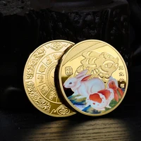 2023 new year of the rabbit commemorative coins chinese zodiac painted gold medals gift souvenir coins