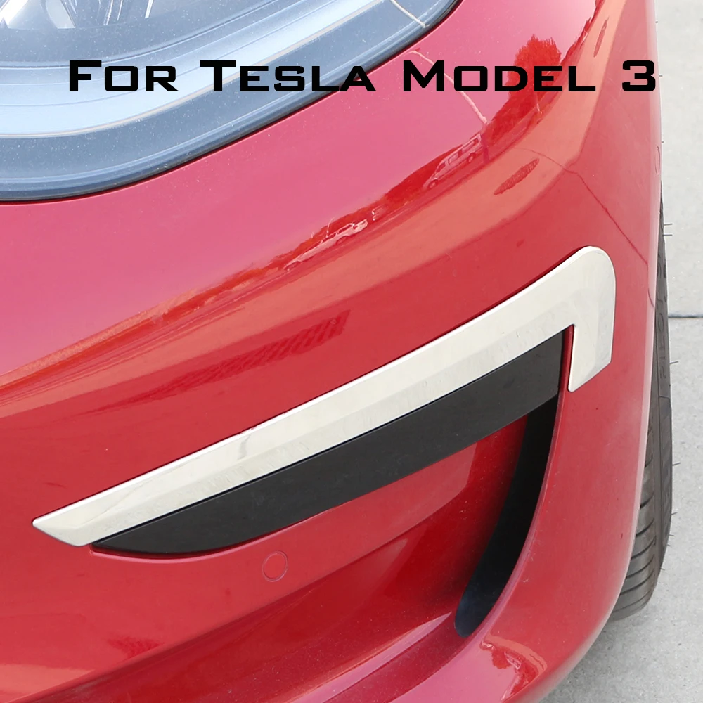 Фото 2 шт., декоративные наклейки для передсветильник противотуманных фар Tesla Model 3 2016 - 2022 №2