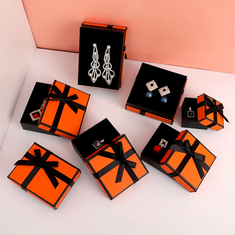 

Jewelry Box Jewelry Packaging Jewelry Holder Earrings Necklace Bracelet Container Gift Box Bow Tie Delicate Orange Style