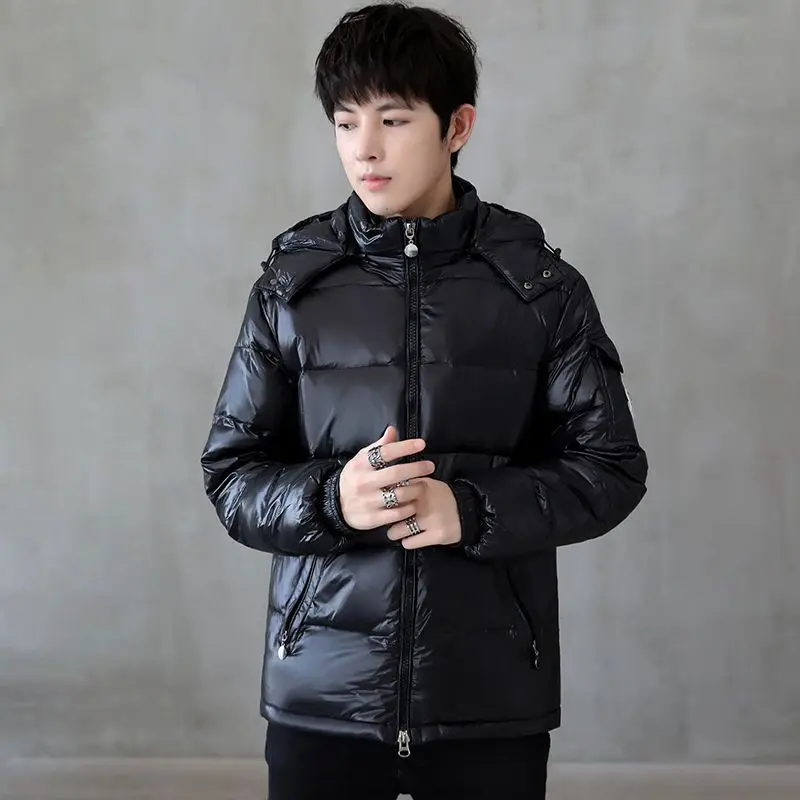 Winter Men's bright winter down jacket thickened warm and cold-proof clothing fashion trend couple short-style jacket