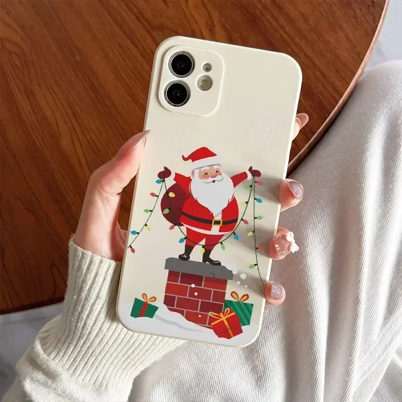 Cute New Year Gifts Snow Elk Merry Christmas Phone Case for IPhone 11 12 13 14 15 16 Pro Max Mini XS X SE20 7 8 Plus Soft Covers
