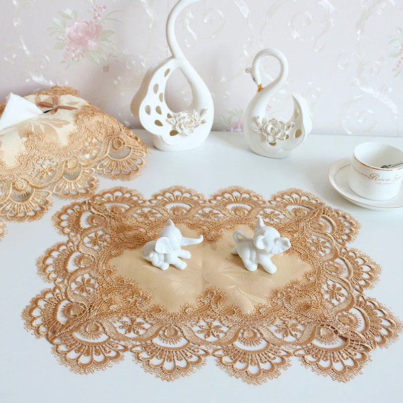 

Modern White Lace Placemat Cup Coaster Mug Kitchen Wedding Table Place Mat cloth Embroidery Dining Tea Coffee Doily Drink Pad