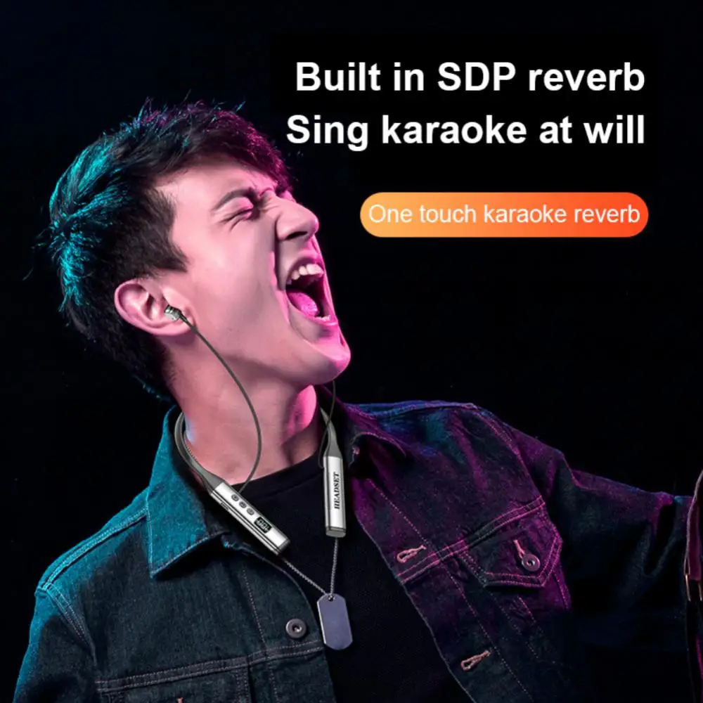 

Neck-mounted Battery Display Karaoke Ear Return Sports Headphones Long Battery Life Stereo Bluetooth Earphone Music Nfc Function