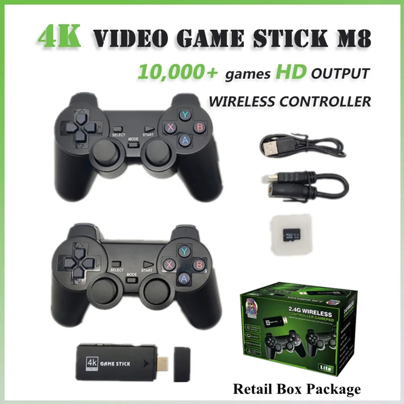 

Консоль для видеоигр Lite 4K 64 Гб встроенные 10000 игр Ретро портативная ТВ игровая консоль беспроводной контроллер для PS1/GBA Kid