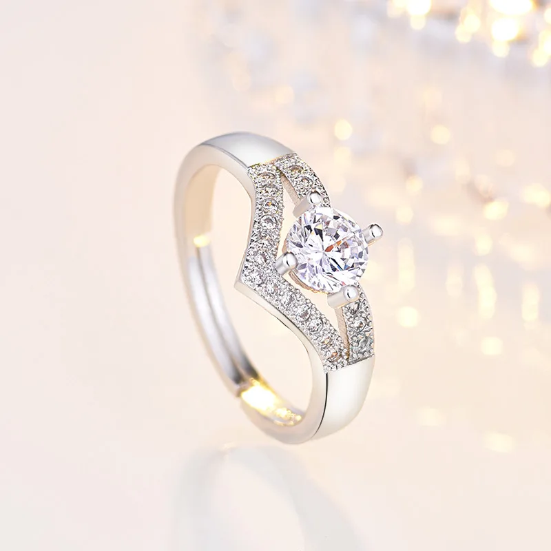 Модные регулируемые Свадебные Кольца из стерлингового серебра 925 пробы с