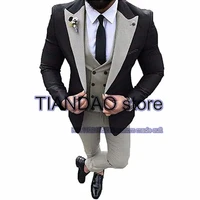 suit for men wedding groom tuxedo formal blazer pants vest 3 piece point lapel fashion jacket terno masculino completo