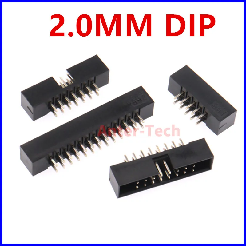 

10pcs 2mm 2.0mm Pitch DC3 Male Connector 6 8 10 12 14 16 18 20 24 26 30 34 40 44 50 Pin DIP Straight Box Header IDC Socket