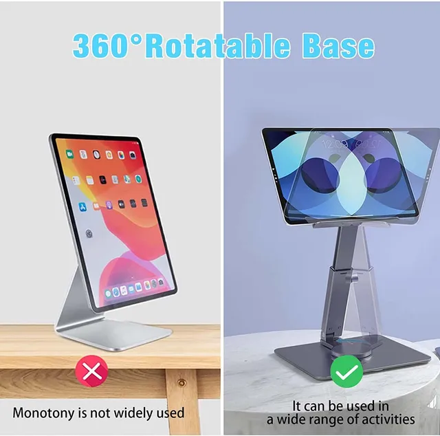 Aluminum Tablet Stand Desk Riser 360° Rotation Multi-Angle Height Adjustable Foldable Holder Dock For Xiaomi iPad Tablet Laptop 3