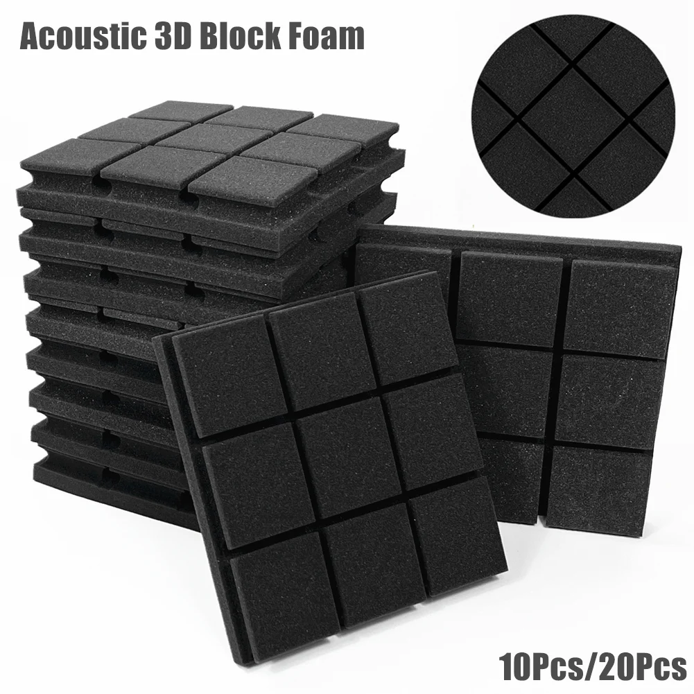 

20Pcs/Pack 12"x12"x2" Beveled Acoustic Foam Panels Wedge Tiles Drum Room Soundproof Sound Absorbing Wall Decor with Tapes