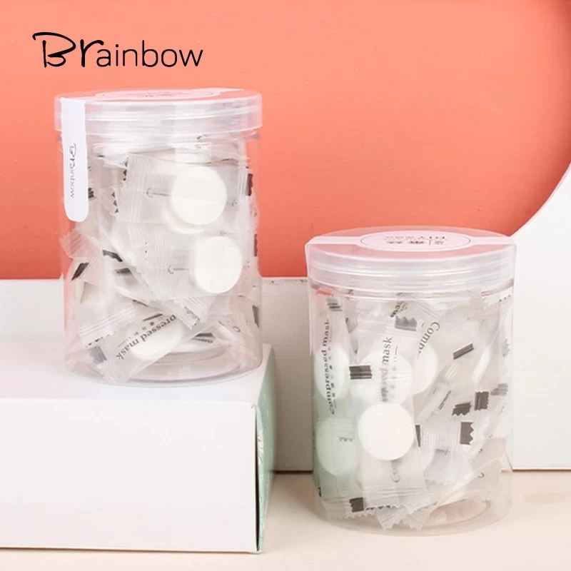 

Brainbow 50 Pcs/Barrel Compressed Facial Mask Disposable Moisturizing SPS Special Dry Mask Silk Ultra-thin Skin Care Mask Paper