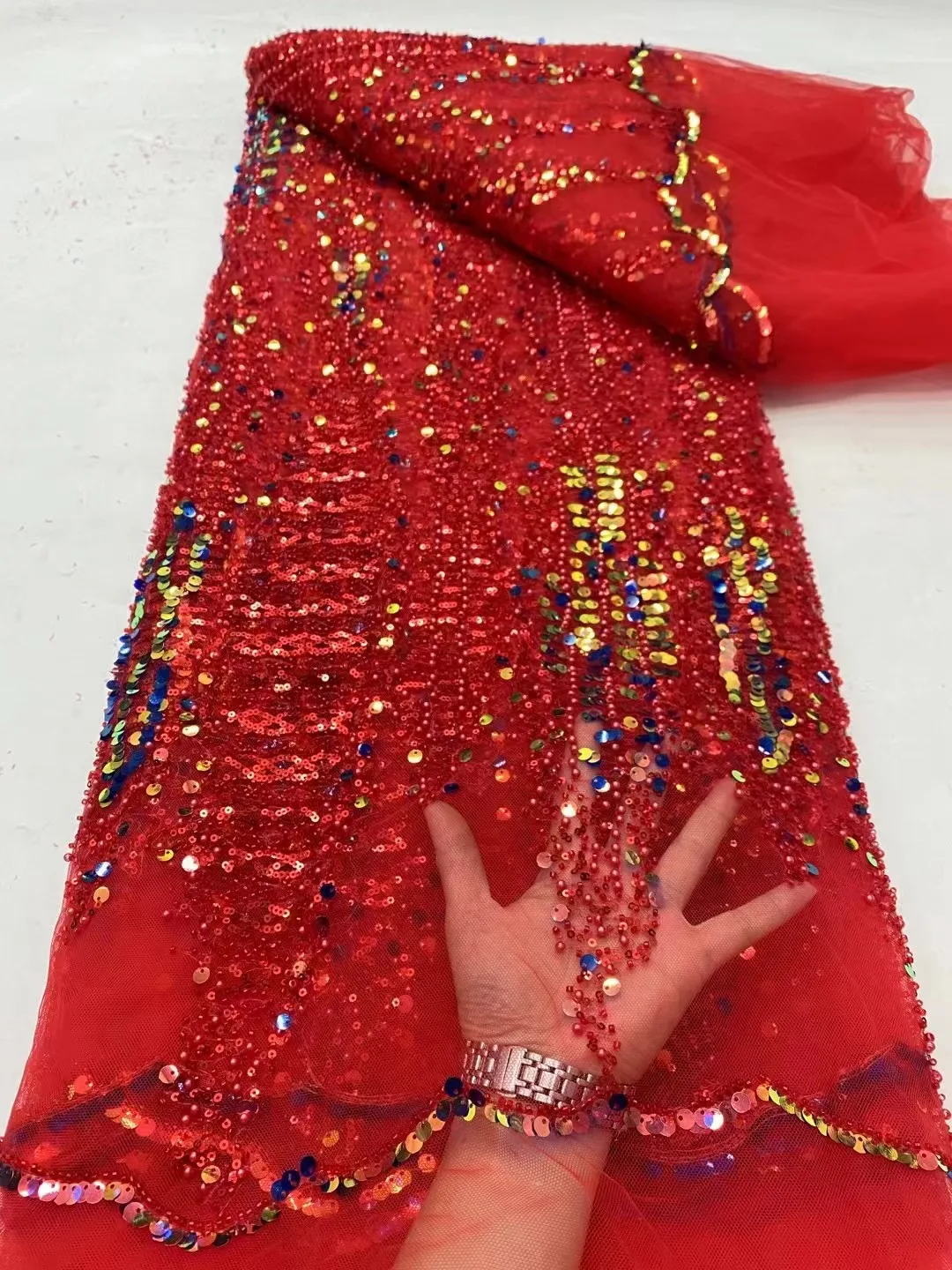 Hoh кружево высокого качества 2024 бисер кружевная ткань Роскошная вышивка