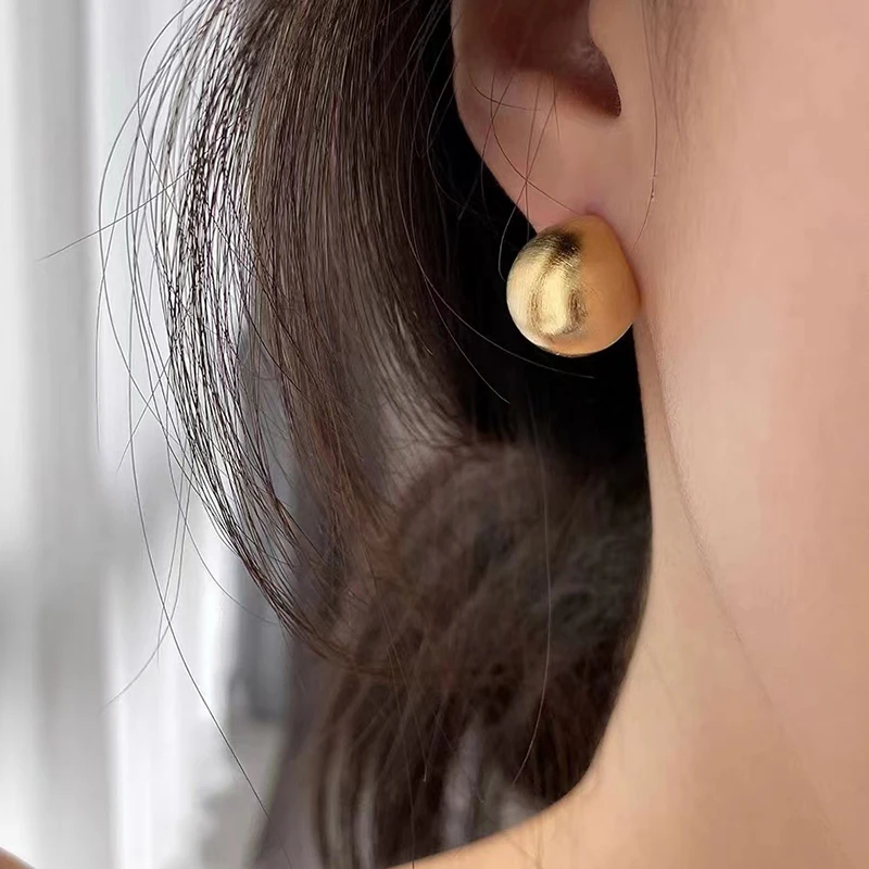 Металлические Золотые и Серебряные Матовые серьги в форме бобов для женщин 2023