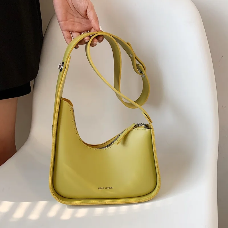 

Luxury Crossbody Bags for Women 2021 Leather Lemon Color Shoulder Bag Women Casual Satchels Wide Straps Fashion Bag Handbag